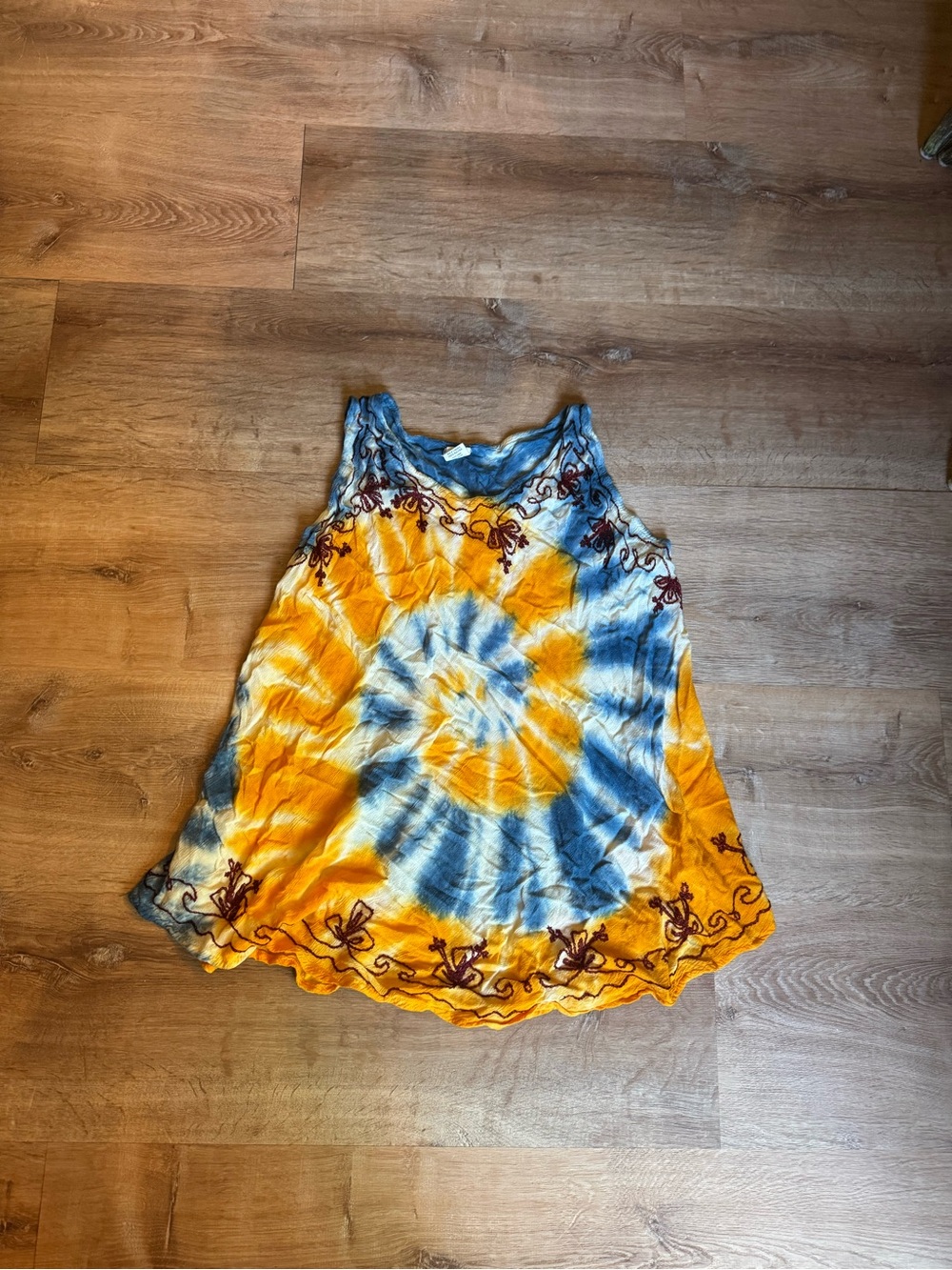 Tie-Dye Spiral Tank Top in Yellow & Blue